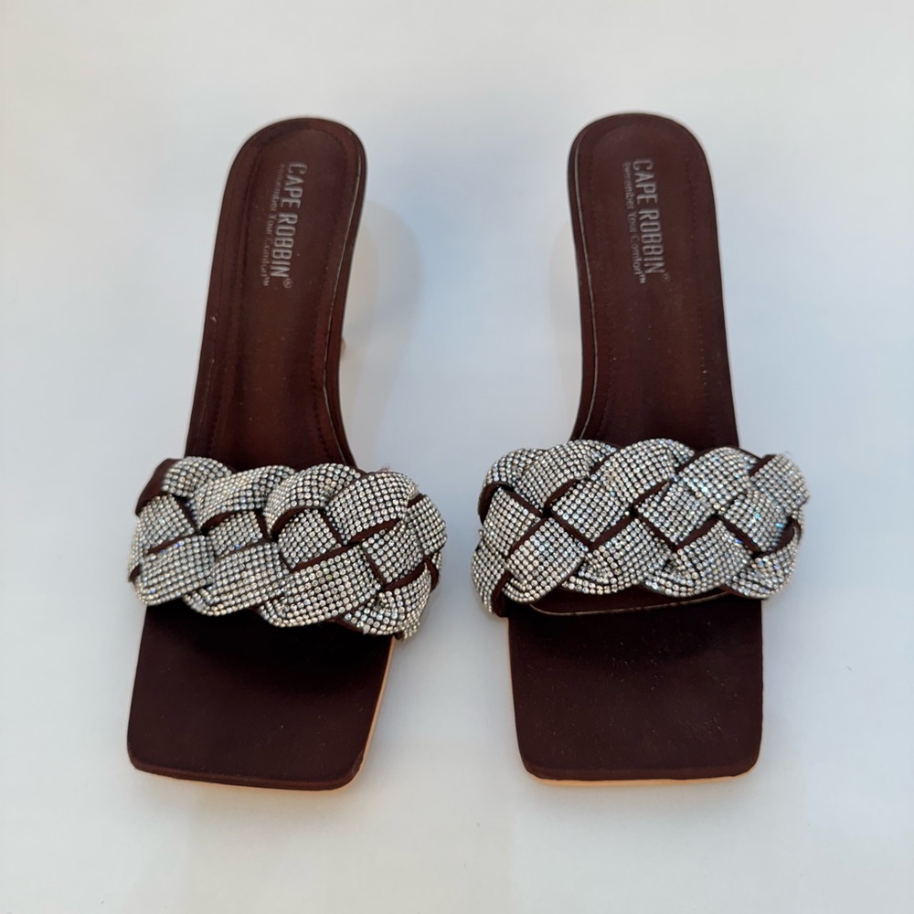 Cape Robbin Silver and Brown Braided Sandals